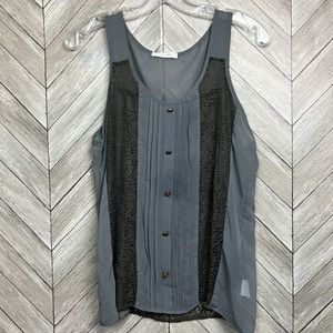 Lush Grey Lace Sheer Tank Medium